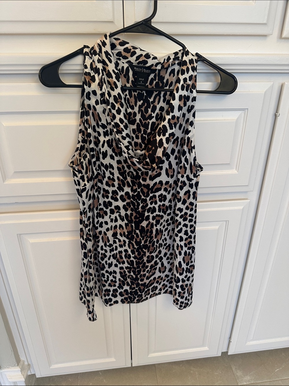 Worthington Leopard Print Cowl Neck Sleeveless Top - Black/Brown/Cream